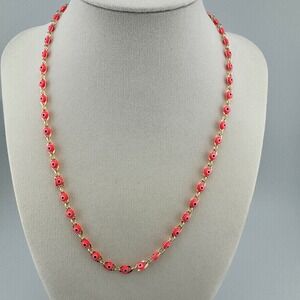 Pink Evil Eye Bead Necklace Gold Tone Turkish Nazar Protection Jewelry Chain